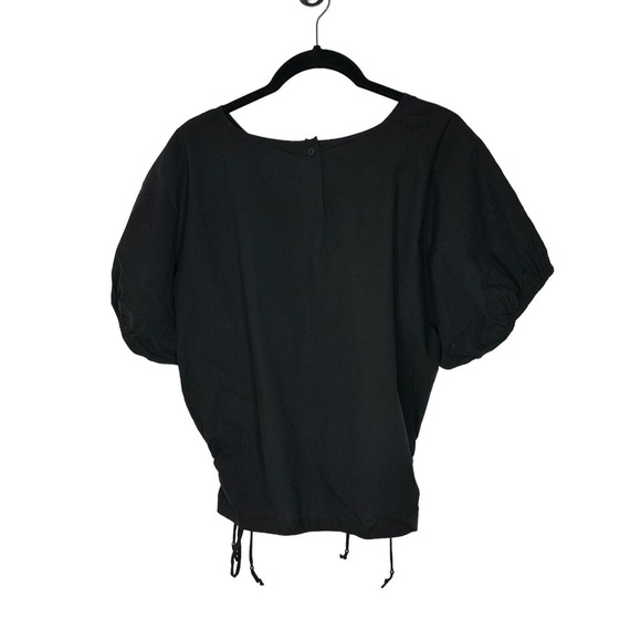 NWT Madewell Women Poplin Puff Sleeve Cutout Crop Top Shirt Medium Cotton Black - Picture 8 of 10